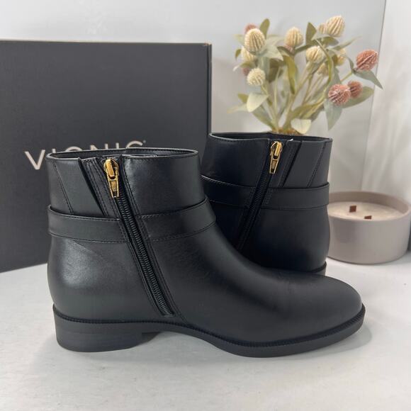 Vionic Sibley Leather Comfort Block Heel Ankle Boot Black Women's 8 NWB - Picture 7 of 11